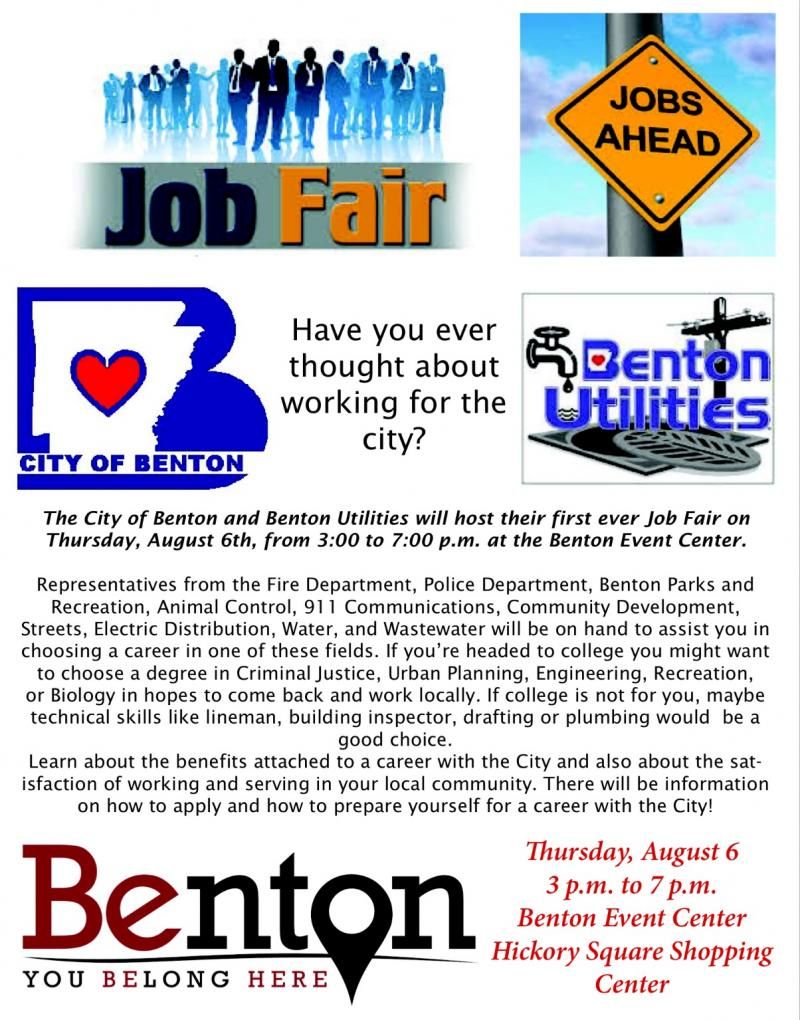 Benton Utilities: Job Fair - Thursday 8/6 - Benton Events Center