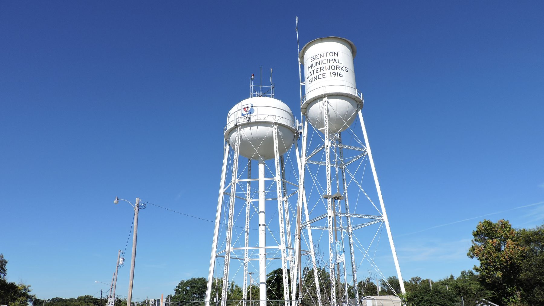 Benton Utilities elevated water storage towers in Benton, Arkansas