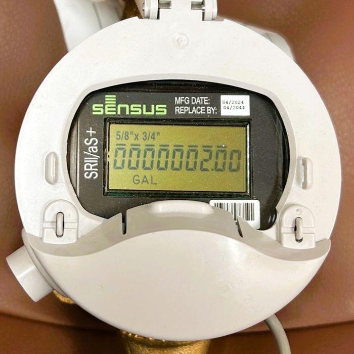 Sensus straight-reading water meter used by Benton Utilities in Benton, Arkansas